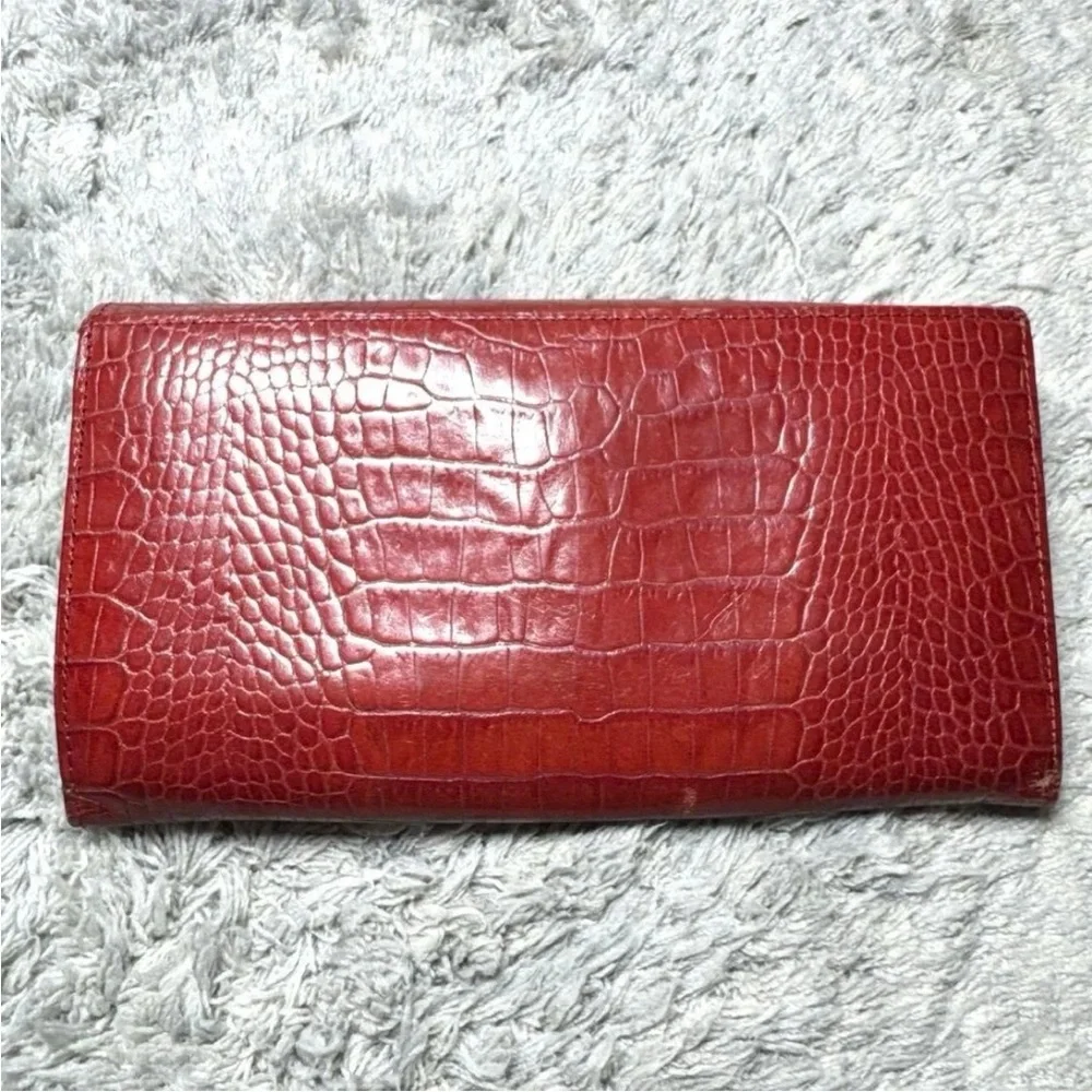 Yves Saint Laurent Red Embossed Leather Wallet - Picture 4 of 13